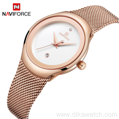 NAVIFORCE new 5004 mesh strap calendar watch waterproof quartz fashion ladies watch